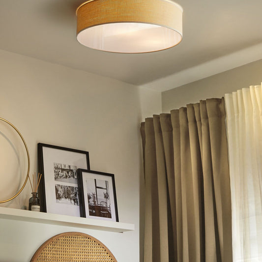 Ceiling Lamp Natural Paper Wicker 60cm Flush Mount Boho