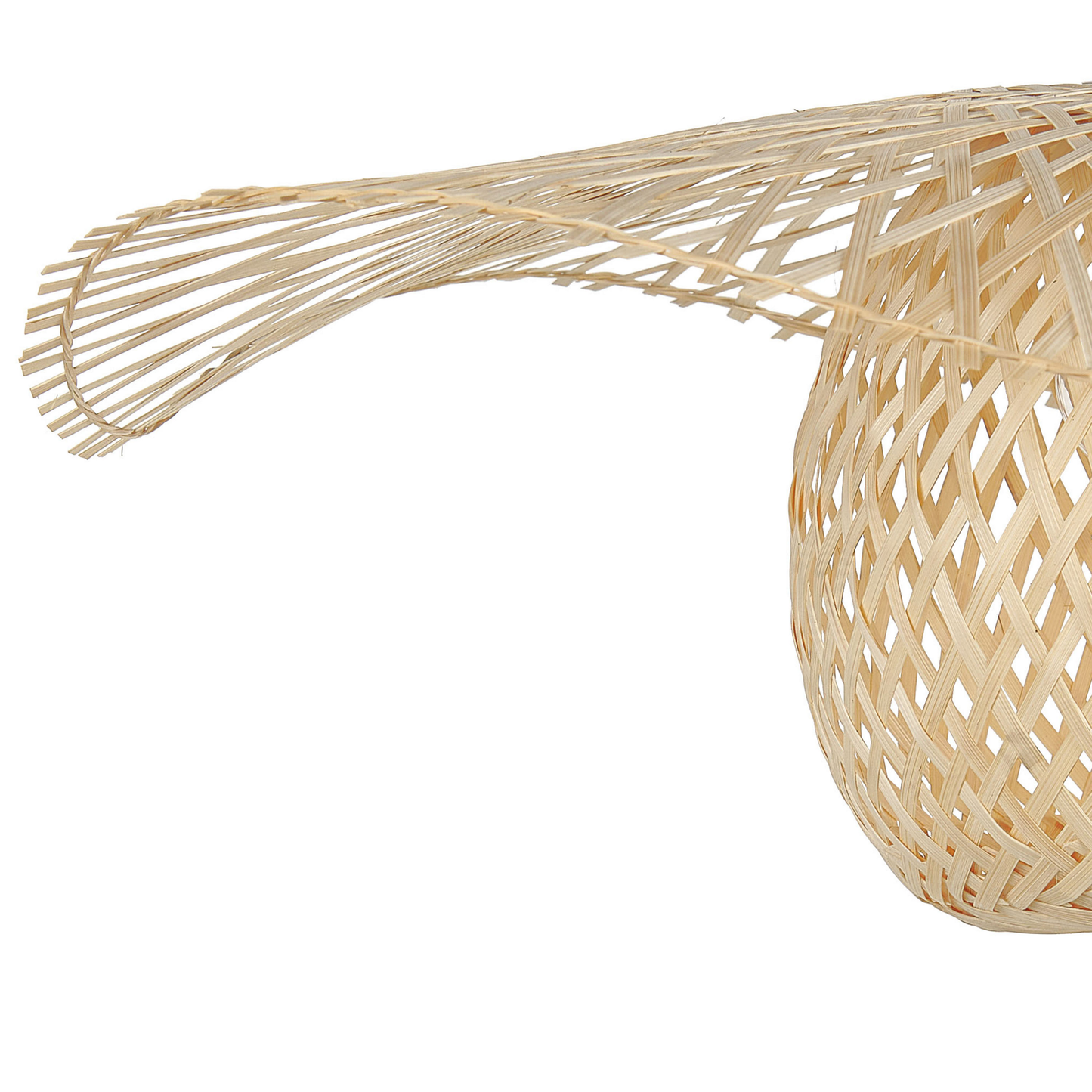 Bamboo Pendant Lamp With Wicker Shade Boho Wood Design For Modern Living Room