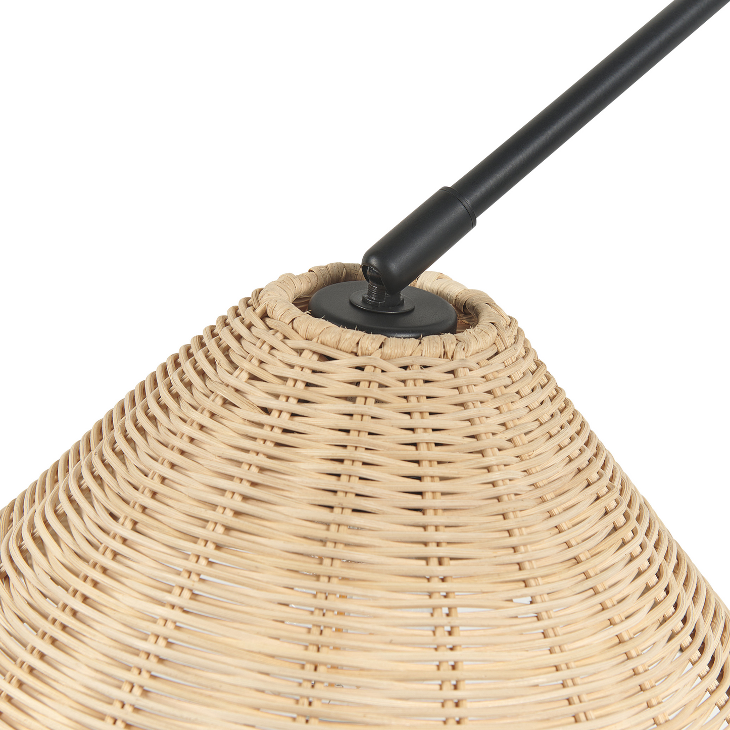 Wall Lamp Natural Rattan 33cm Cone Shade Adjustable Arm Boho Rustic Bedside Light