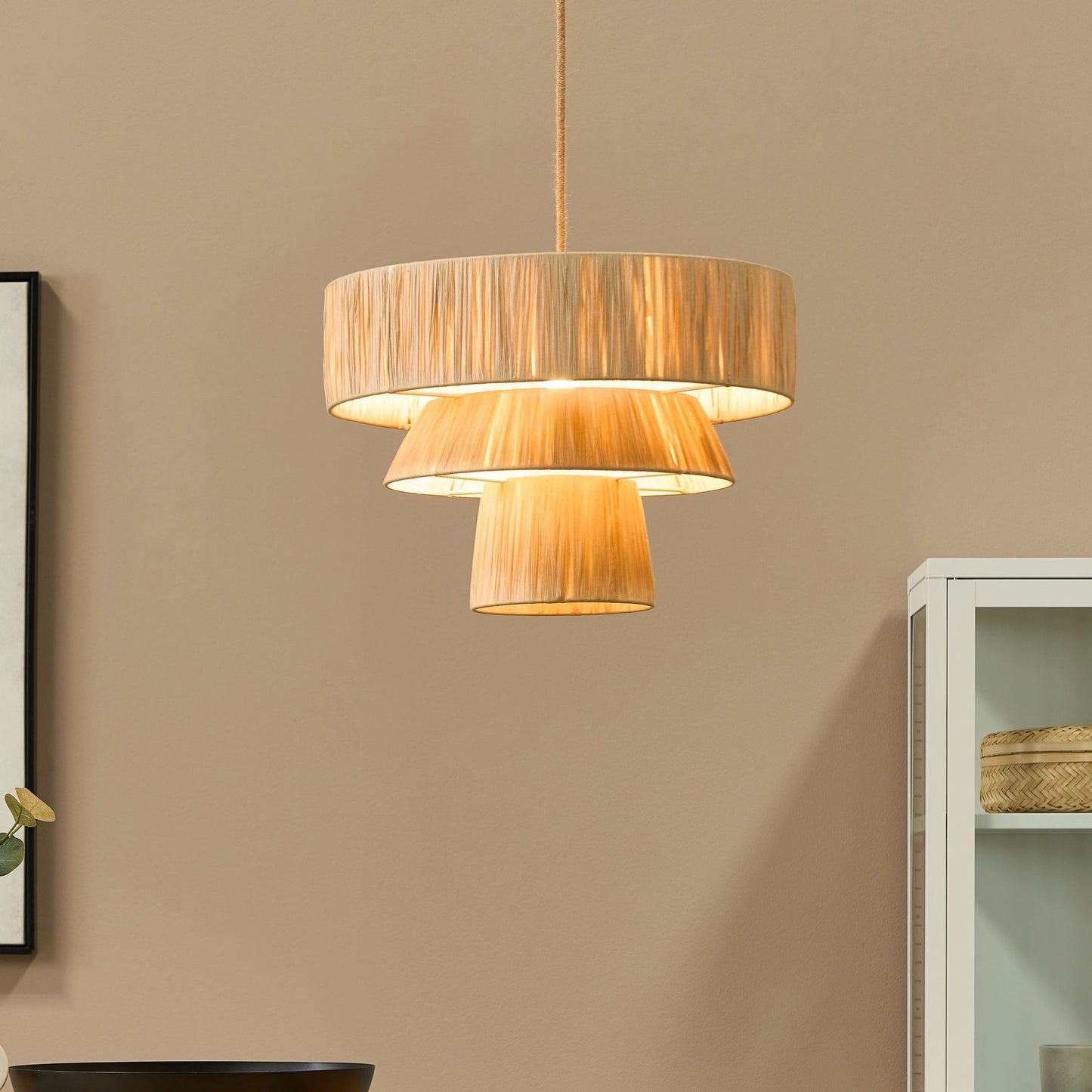 Japandi Pendant Lamp Natural Paper Shade Jute Cord