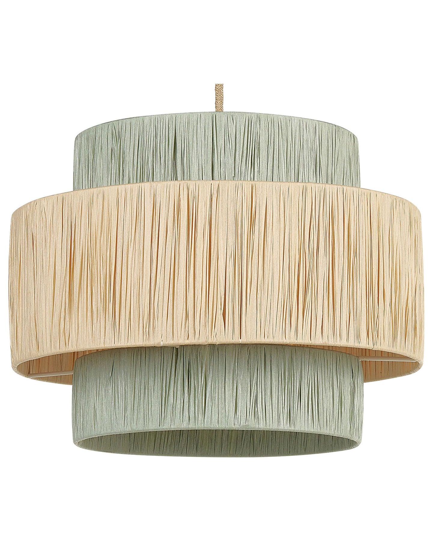 ThreeTier Paper Shade Pendant Lamp Natural Green Jute Cord