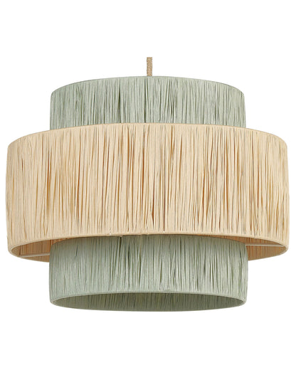ThreeTier Paper Shade Pendant Lamp Natural Green Jute Cord