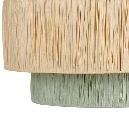 ThreeTier Paper Shade Pendant Lamp Natural Green Jute Cord