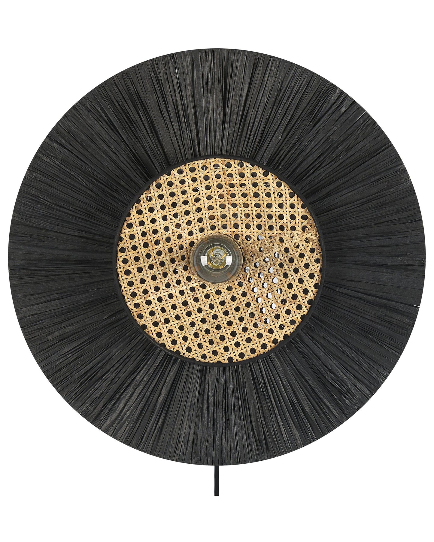 Wall Lamp Black Textured Paper Shade Japandi Accent Light