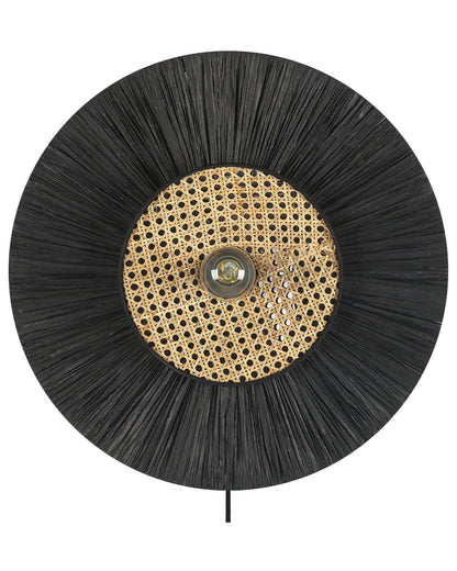 Wall Lamp Black Textured Paper Shade Japandi Accent Light