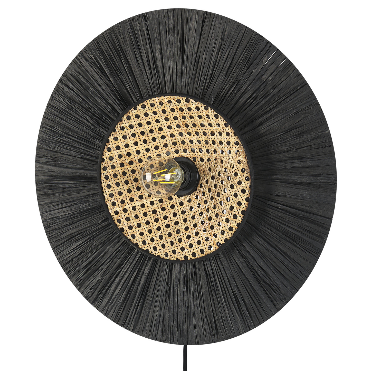 Wall Lamp Black Textured Paper Shade Japandi Accent Light