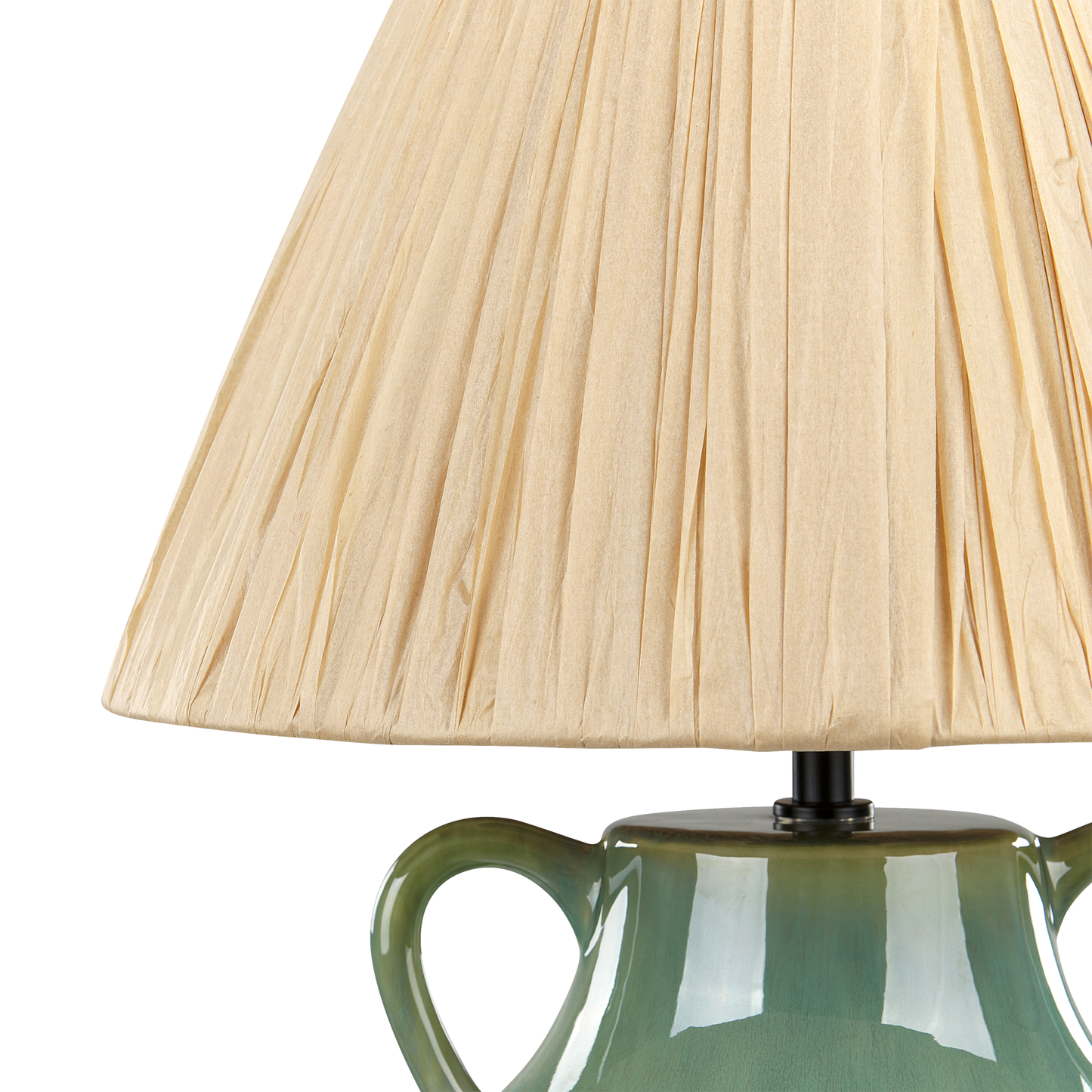 Lumora Table Lamp Green and White Ceramic Ombre Base 53cm Natural Paper Cone Shade