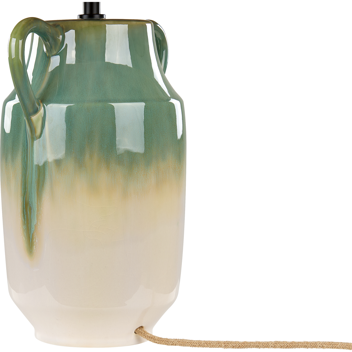 Lumora Table Lamp Green and White Ceramic Ombre Base 53cm Natural Paper Cone Shade