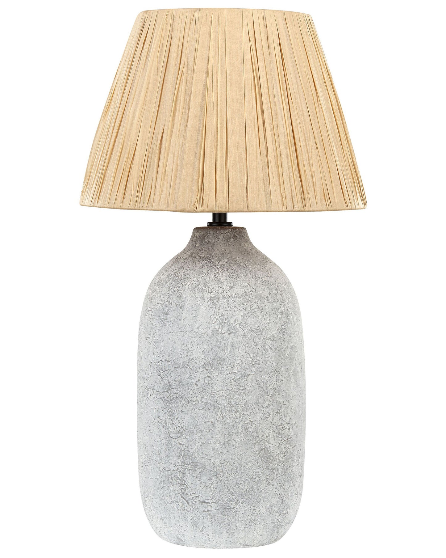 Table Lamp Grey Ceramic 56cm Natural Paper Cone Shade Bedside Living Room Bedroom Lighting
