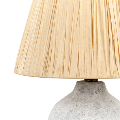 Table Lamp Grey Ceramic 56cm Natural Paper Cone Shade Bedside Living Room Bedroom Lighting
