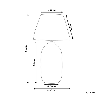 Table Lamp Grey Ceramic 56cm Natural Paper Cone Shade Bedside Living Room Bedroom Lighting