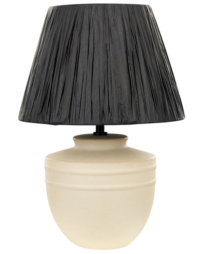 Name Beige Ceramic Table Lamp 44cm With Black Paper Cone Shade