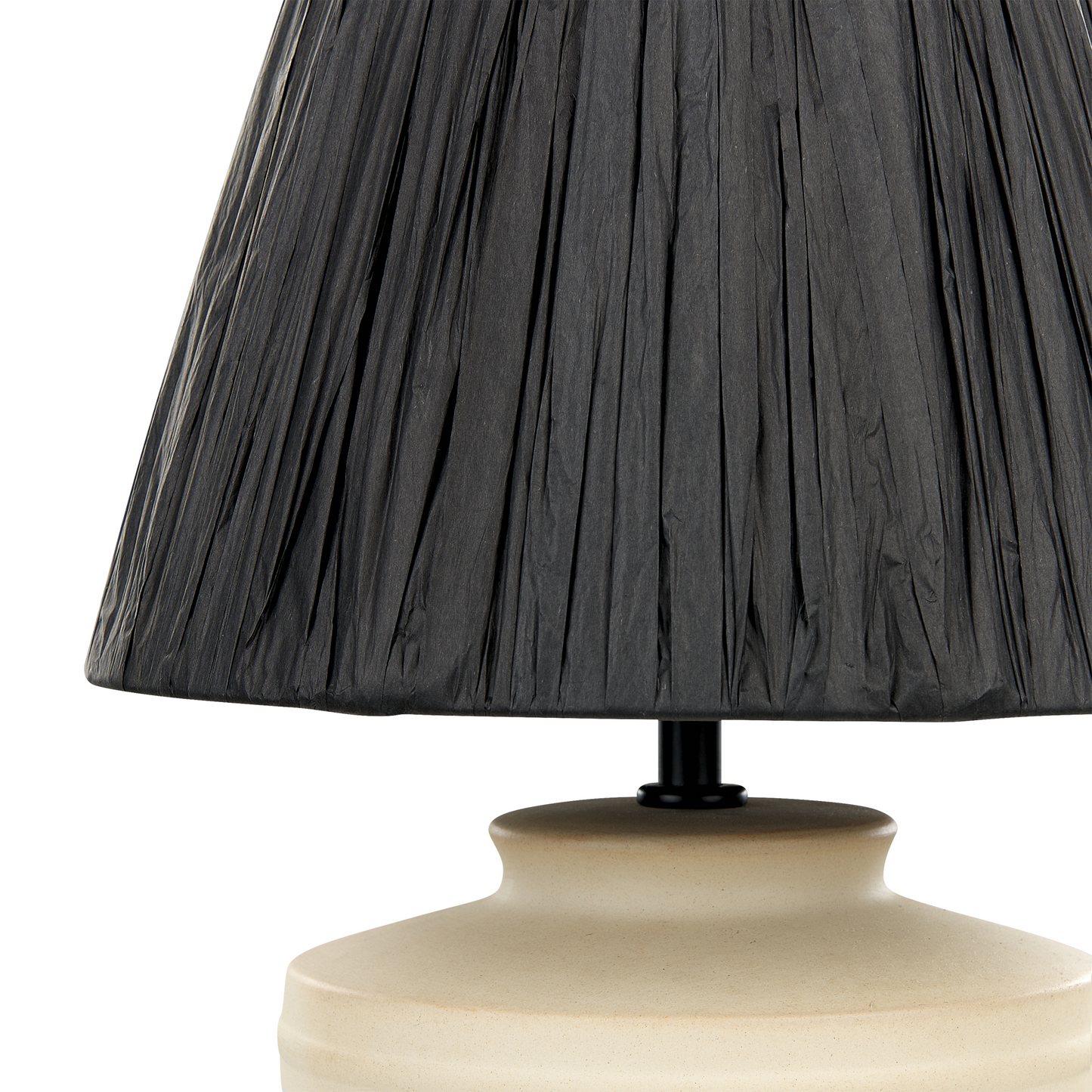 Name Beige Ceramic Table Lamp 44cm With Black Paper Cone Shade