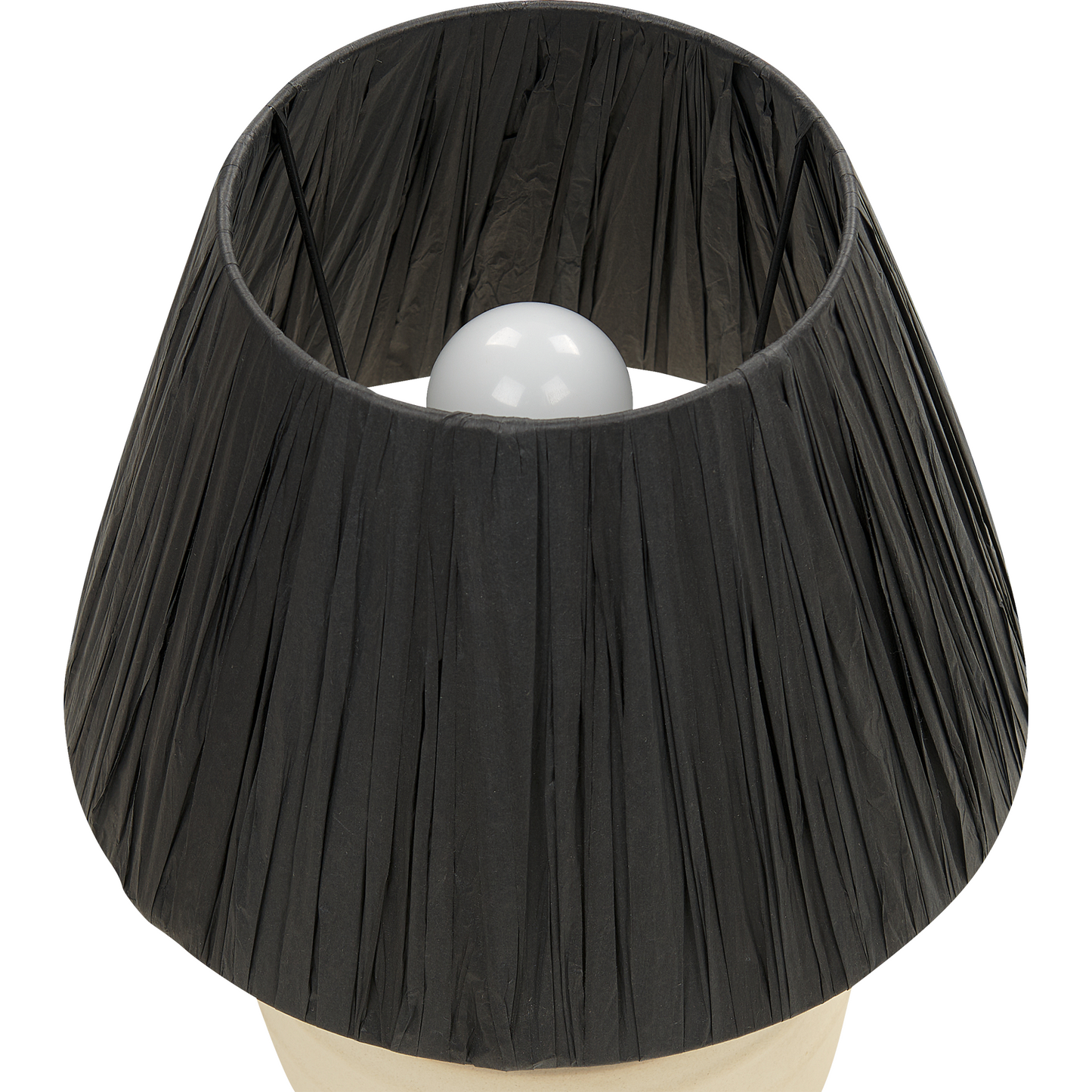 Name Beige Ceramic Table Lamp 44cm With Black Paper Cone Shade