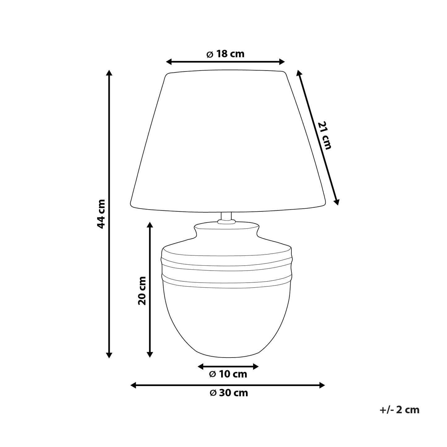 Name Beige Ceramic Table Lamp 44cm With Black Paper Cone Shade