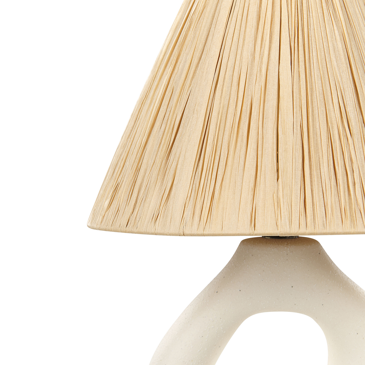 White Ceramic Table Lamp With Natural Paper Shade
