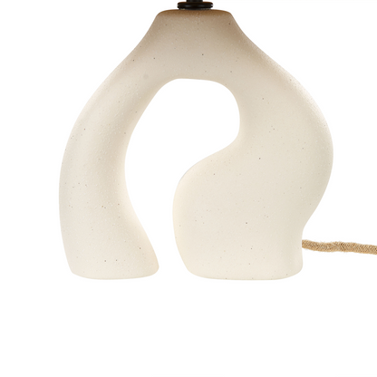 White Ceramic Table Lamp With Natural Paper Shade