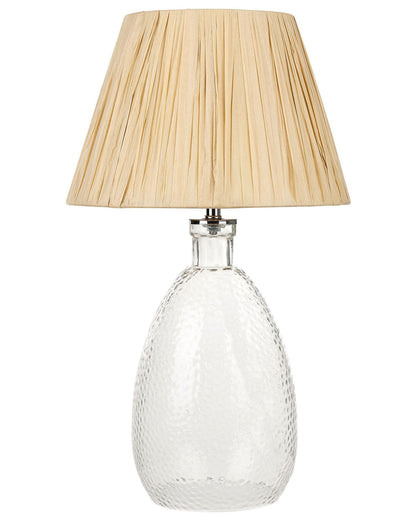 Table Lamp Clear Glass Base Natural Paper Shade