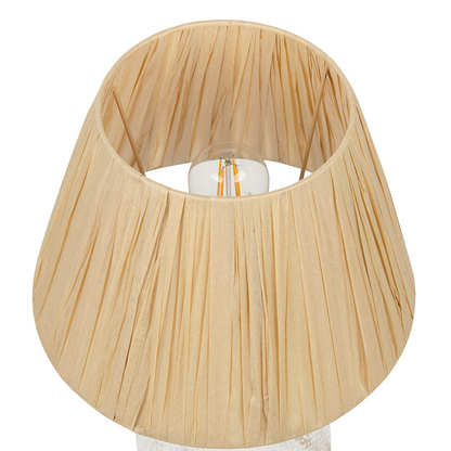 Table Lamp Clear Glass Base Natural Paper Shade