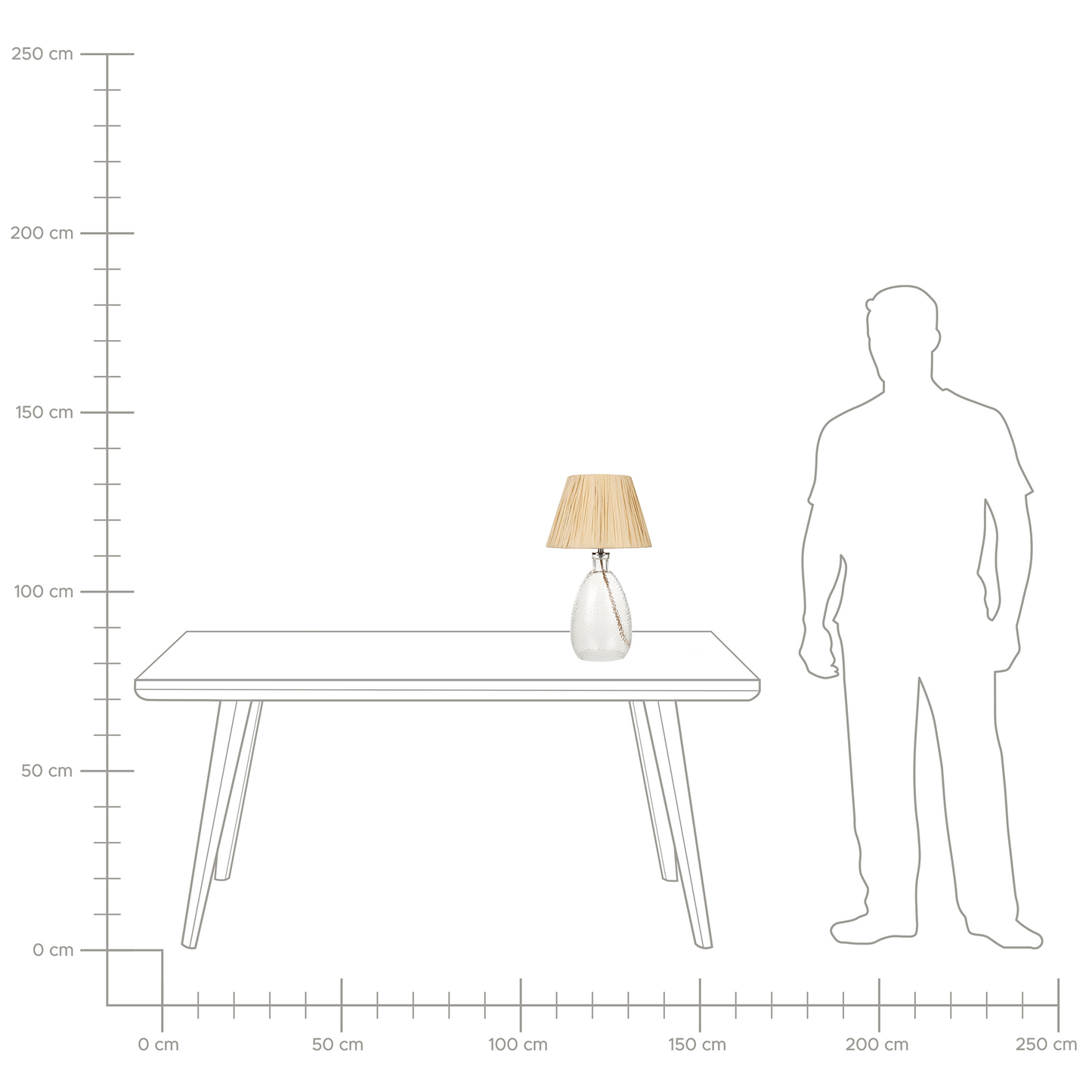 Table Lamp Clear Glass Base Natural Paper Shade