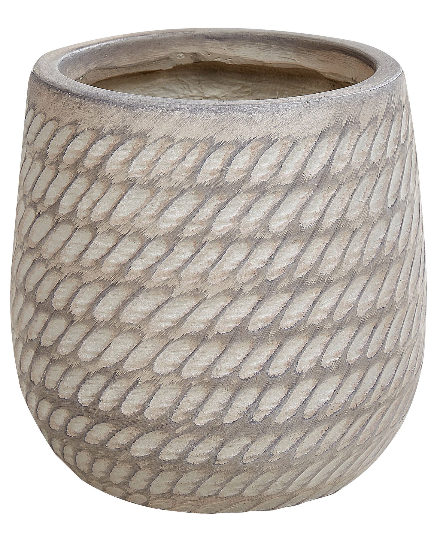 Fibre Clay Plant Pot 19cm Beige Taupe Embossed