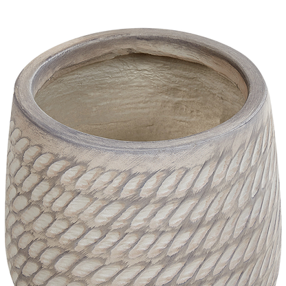 Fibre Clay Plant Pot 19cm Beige Taupe Embossed