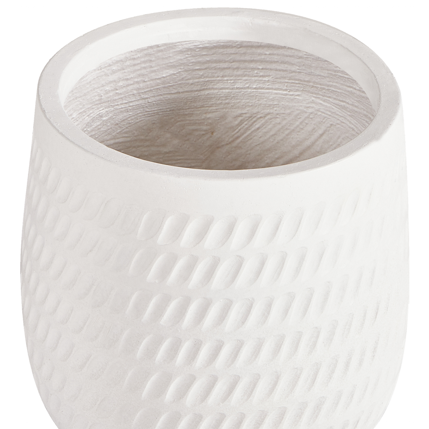 Off White Fibre Clay Plant Pot 19cm Embossed Pattern