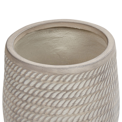 Fibre Clay Plant Pot 27cm Beige Taupe Embossed Pattern