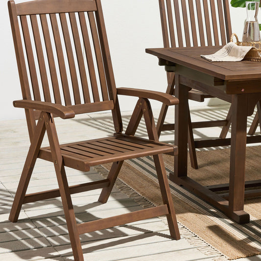 Garden Chair Dark Acacia Wood Adjustable Foldable Armrests