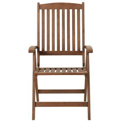 Garden Chair Dark Acacia Wood Adjustable Foldable Armrests