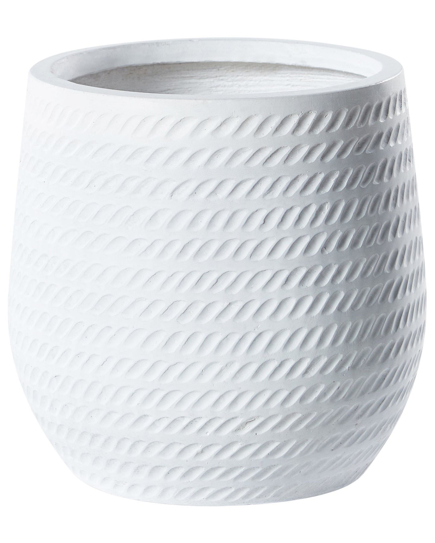 Luma Off White Fibre Clay Plant Pot 27cm Round Embossed Pattern