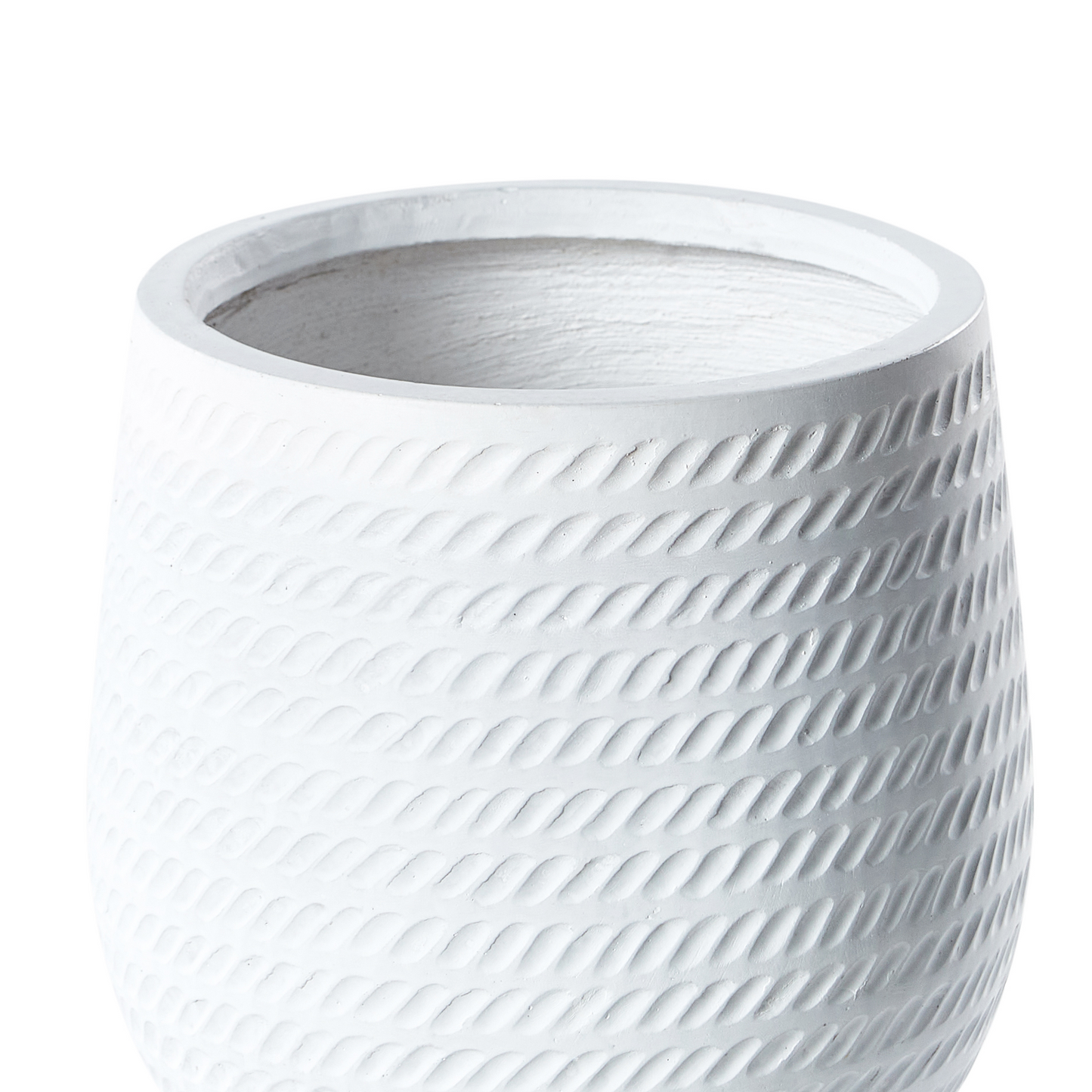 Luma Off White Fibre Clay Plant Pot 27cm Round Embossed Pattern