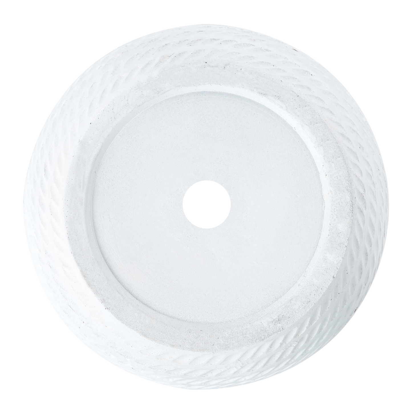 Luma Off White Fibre Clay Plant Pot 27cm Round Embossed Pattern