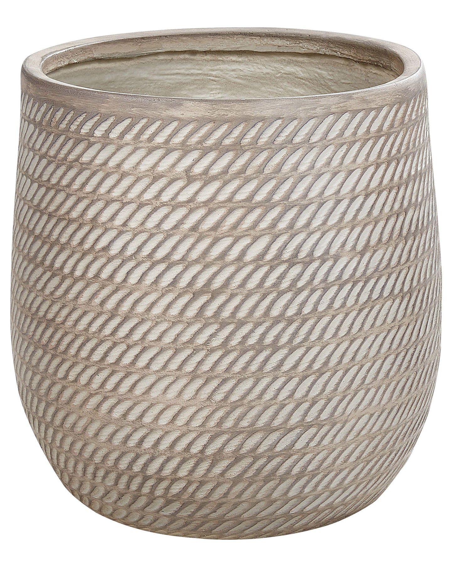 Fibre Clay Plant Pot 39cm Beige Taupe Embossed