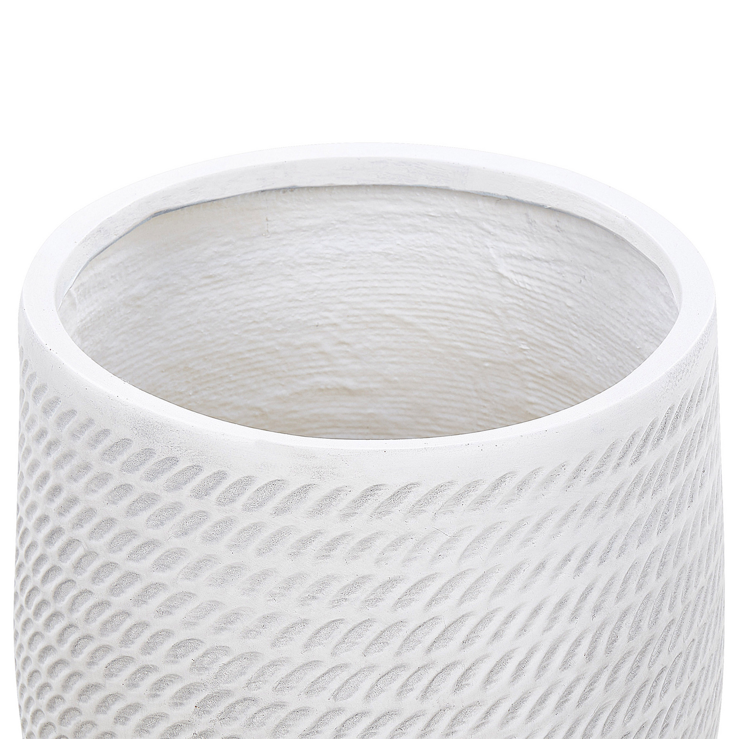 Off White Fibre Clay 39cm Embossed Round Plant Pot