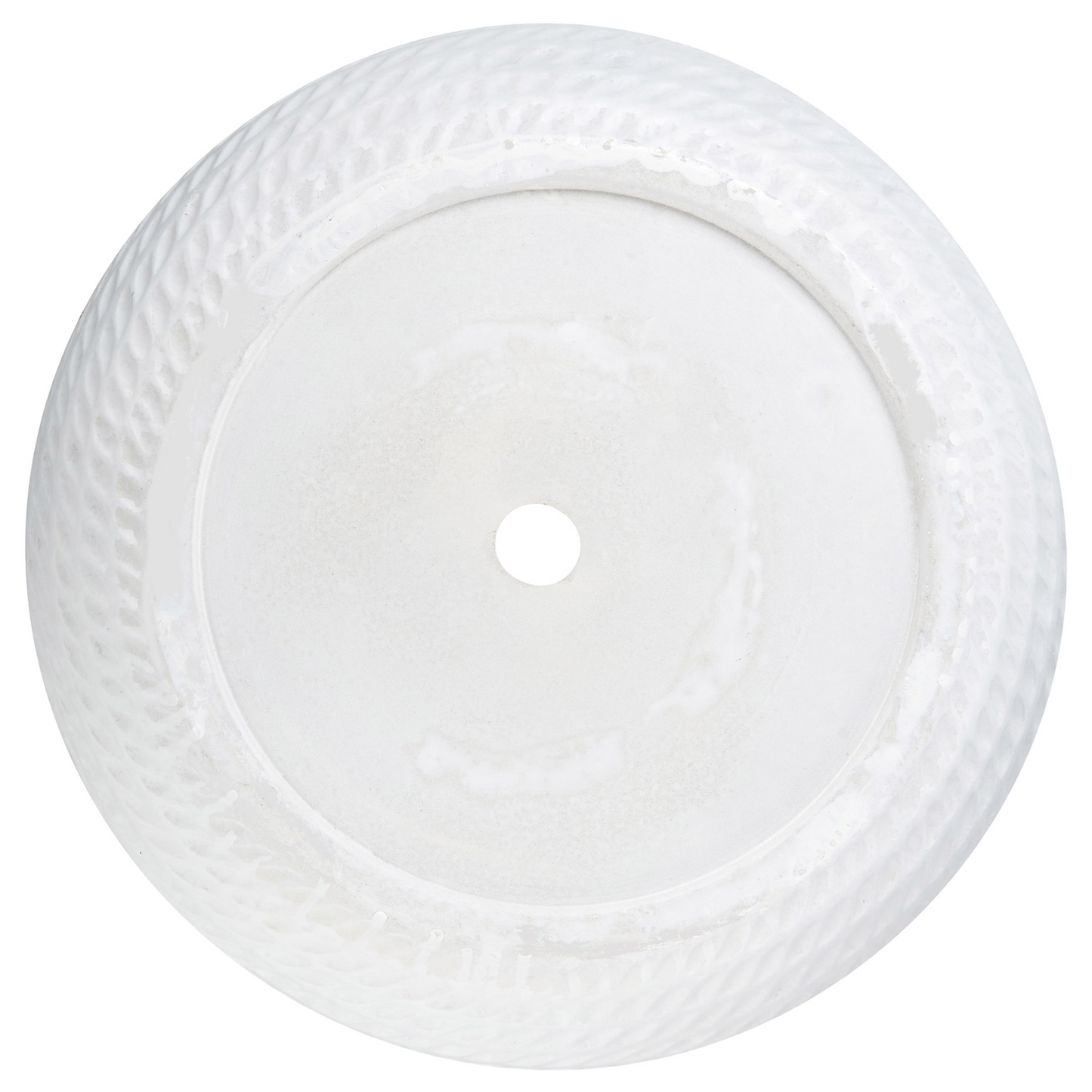 Off White Fibre Clay 39cm Embossed Round Plant Pot