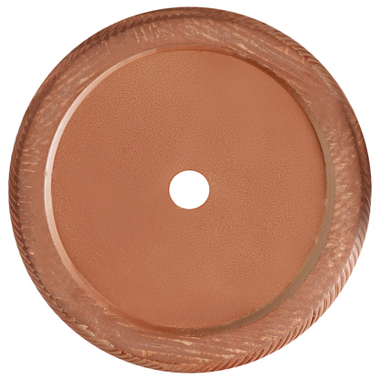 Fibre Clay Plant Pot 31cm Brown Embossed Stripe Round Outdoor Flower Pot