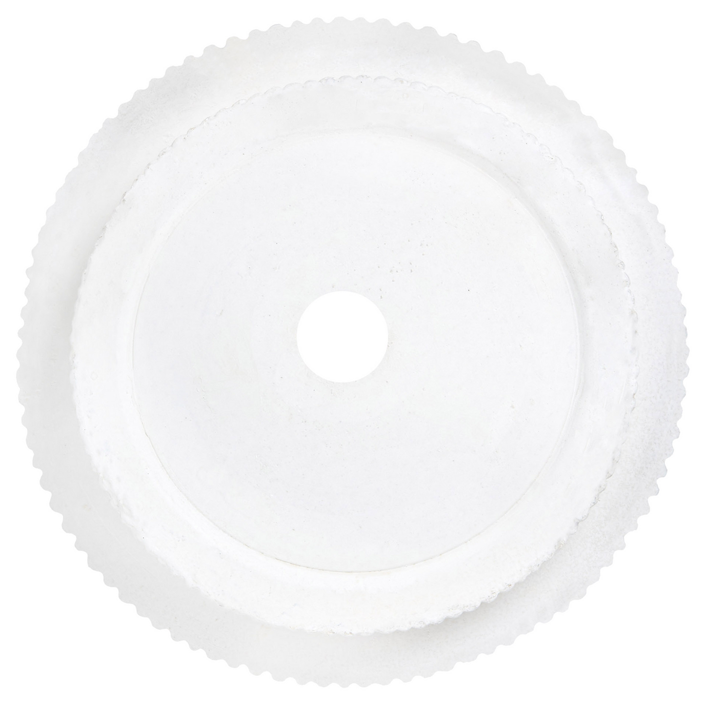 White Fibre Clay Flower Planter 24cm Square Pot Drainage Hole Vertical Rib Finish