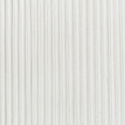 White Fibre Clay Flower Planter 30cm Square Pot With Drainage Hole And Vertical Rib Finish Outdoor