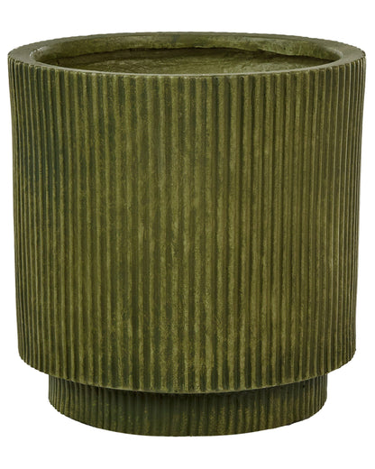 Flower Planter Fibre Clay 30cm Vertical Rib Green