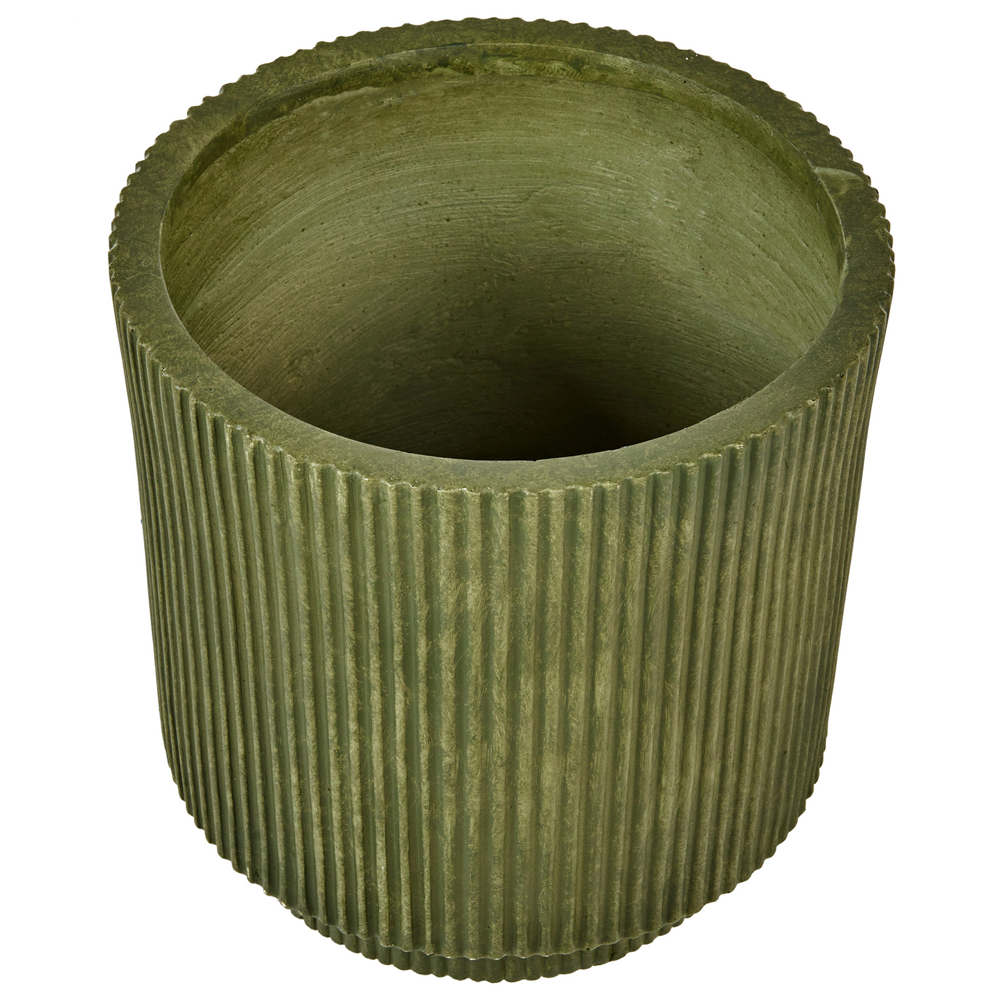 Flower Planter Fibre Clay 30cm Vertical Rib Green