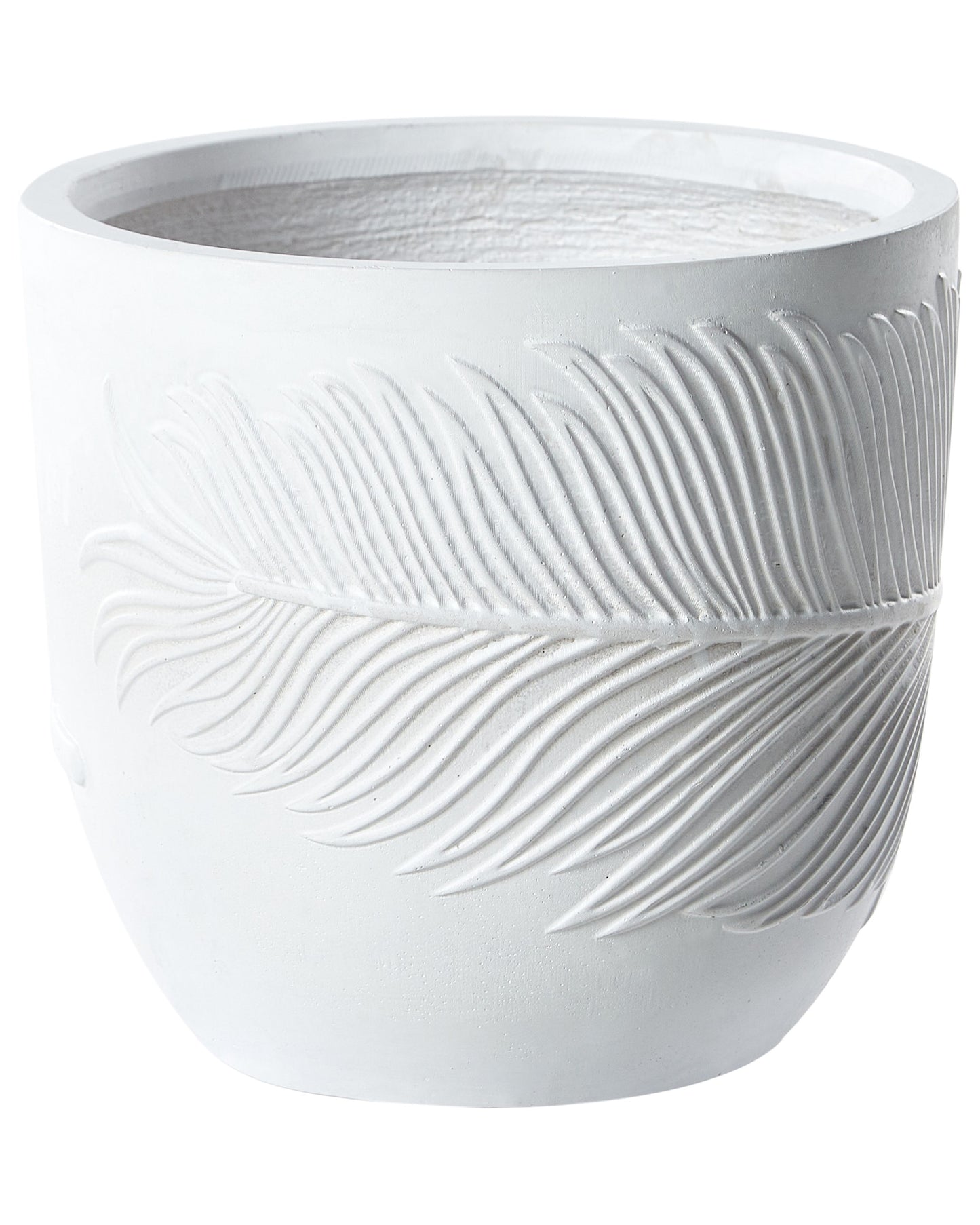 UC White Clay Fibre Plant Pot 28cm Round Leaf Motif
