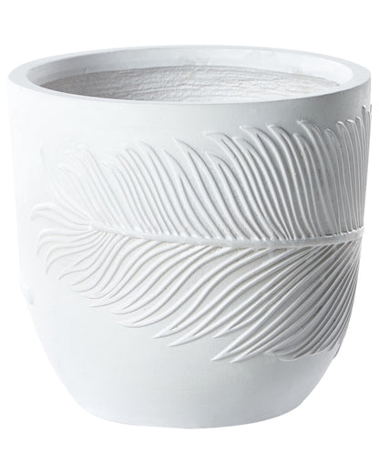 UC White Clay Fibre Plant Pot 28cm Round Leaf Motif