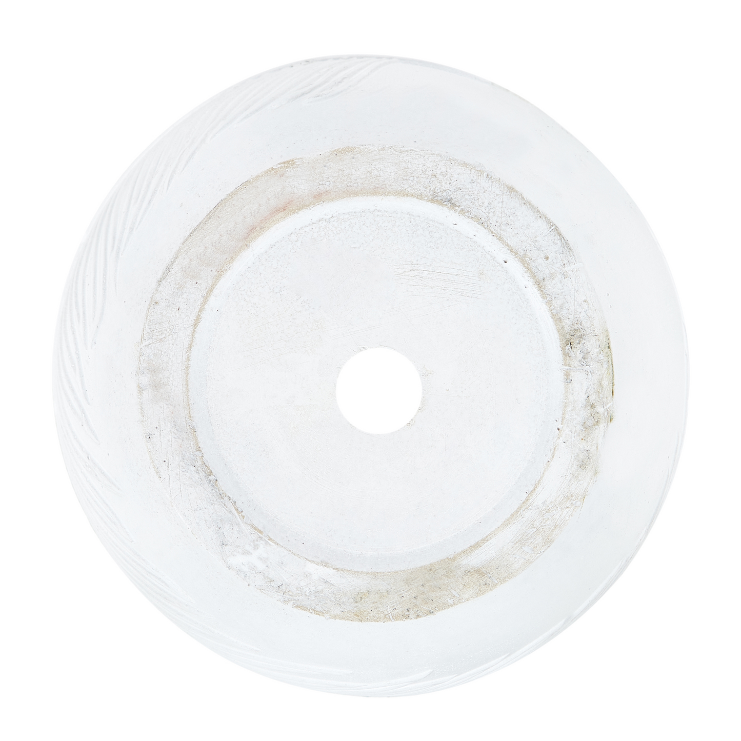 UC White Clay Fibre Plant Pot 28cm Round Leaf Motif