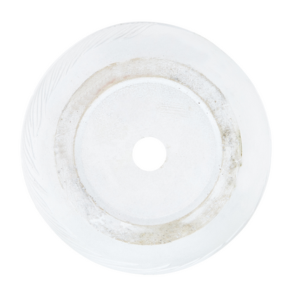 UC White Clay Fibre Plant Pot 28cm Round Leaf Motif