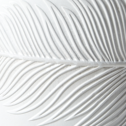 UC White Clay Fibre Plant Pot 28cm Round Leaf Motif