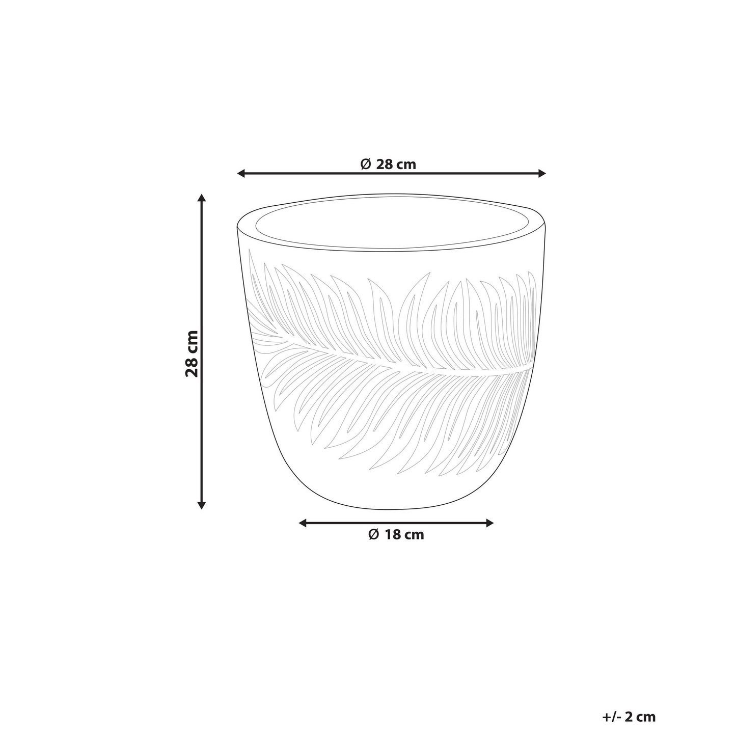 UC White Clay Fibre Plant Pot 28cm Round Leaf Motif