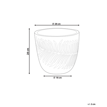 UC White Clay Fibre Plant Pot 28cm Round Leaf Motif