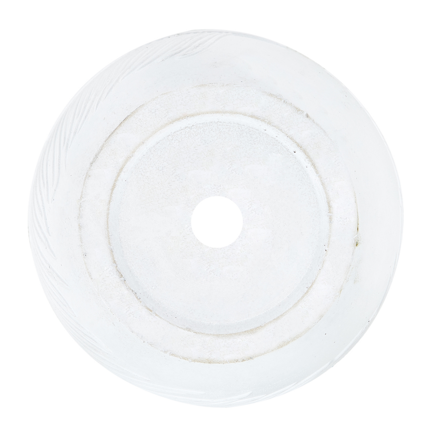 UC White Clay Fibre Plant Pot 35cm Round Planter With Leaf Motif
