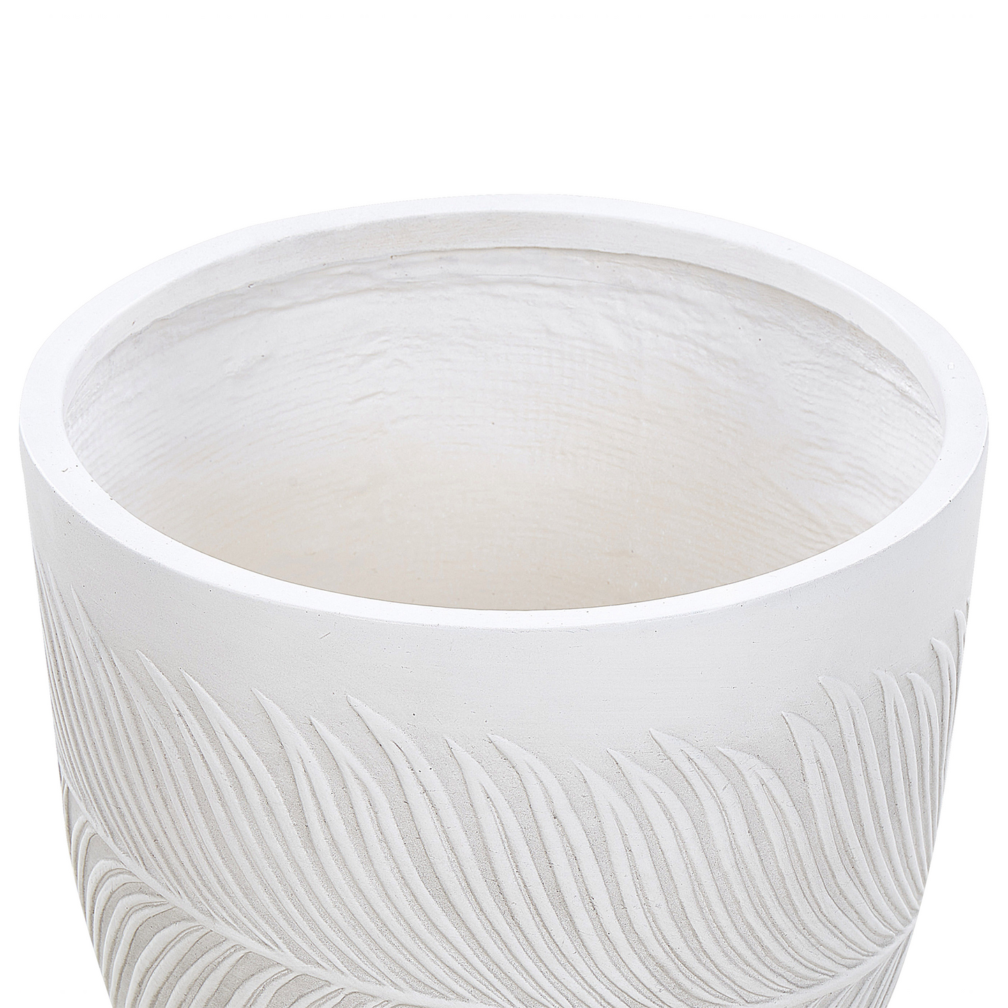 UC Round Clay Fibre Plant Pot 42cm White Leaf Motif Planter